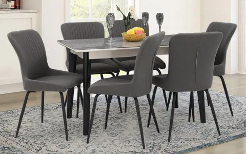 Royaloak Alpha Ceramic Top 6 Seater Dining Table Set